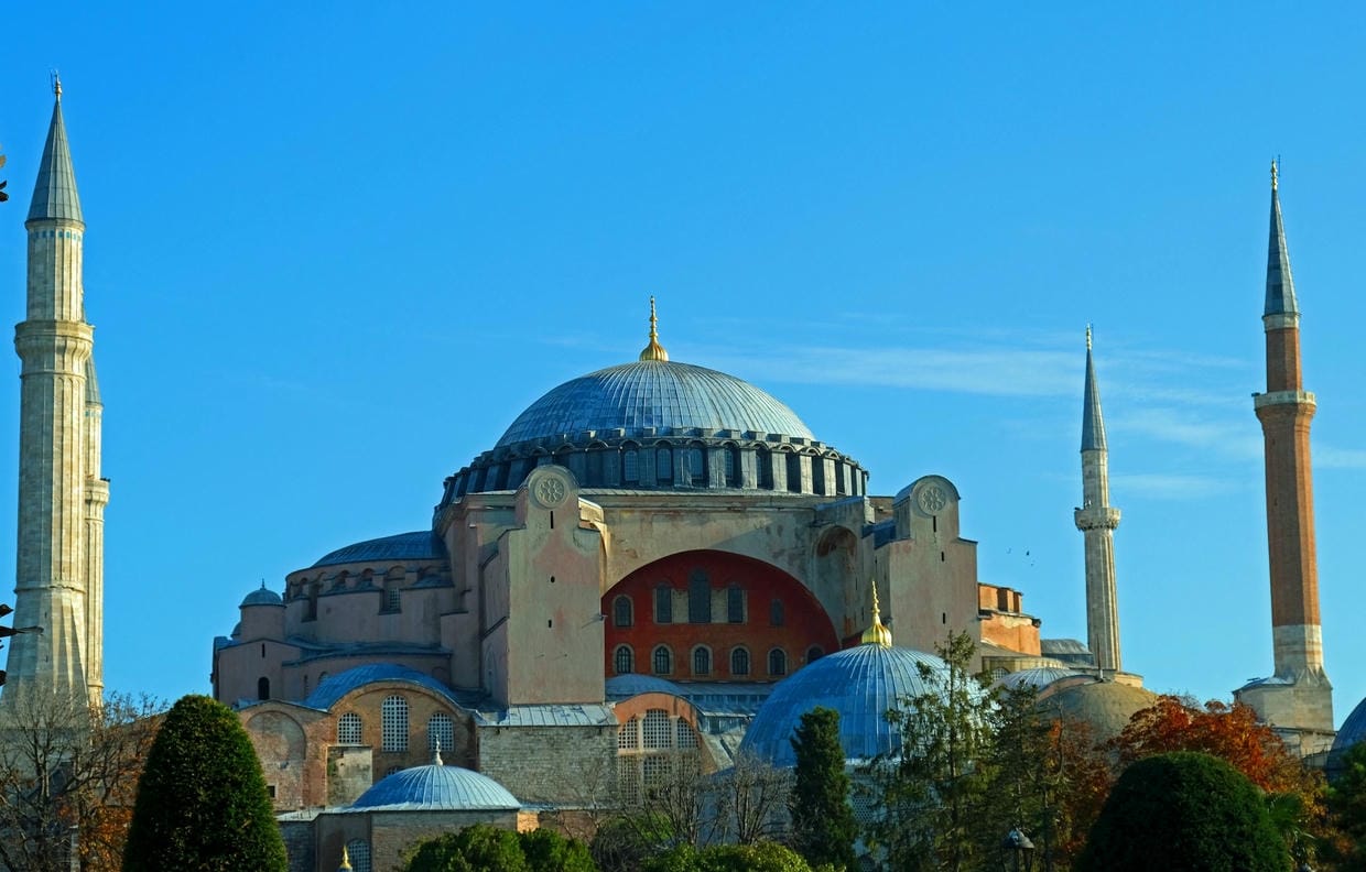 Hagia Sophia in Istanbul under a blue sky